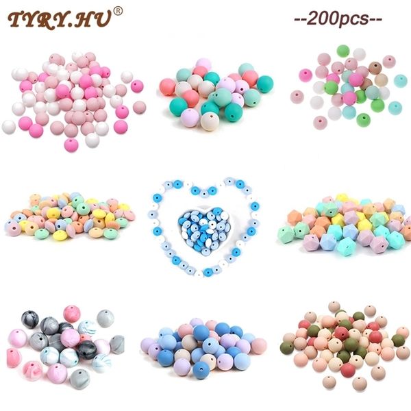 

tyry.hu 200pcs food grade silicone beads round 12-19mm nursing bead teething for baby teethers necklace diy accessories 211106