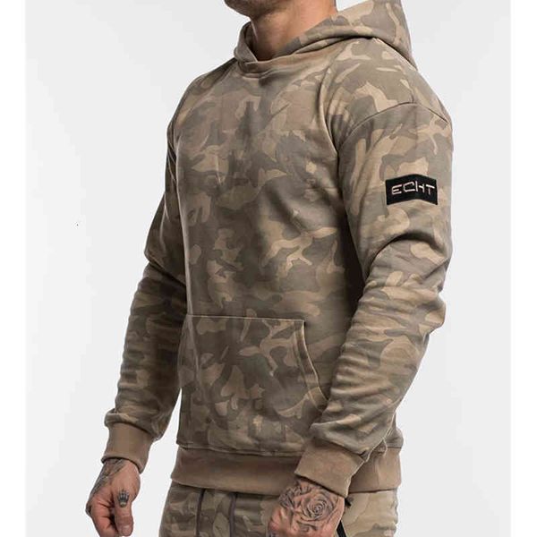 

men's tracksuits 2 piece sweatsuit male camouflage hoodies sweatpants set running cotton breathable new sports fitness clothes lon, Gray