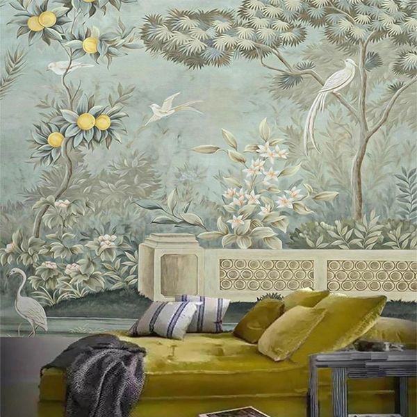 

custom any size 3d european flower and bird painting study living room sofa tv background mural decor self adhesive wallpaper wallpapers