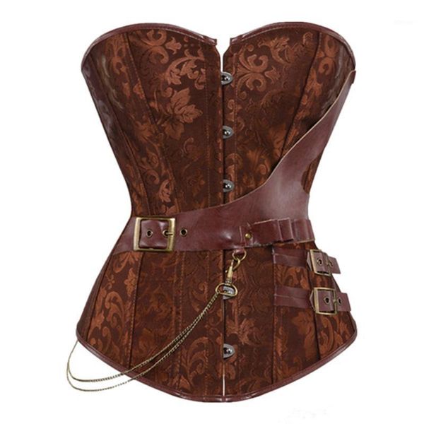 

bustiers & corsets steampunk corset faux leather waist control and overbust gothic punk burlesque corselet plus size, Black;white