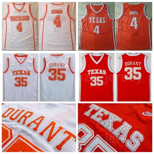 

ncaa college basketball texas longhorns 4 mohamed mo bamba jersey men university kevin durant 35 team orange away white breathable sport shi, Black