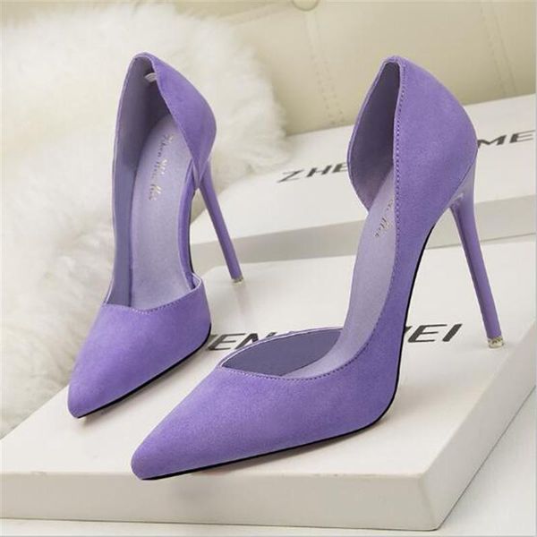 

dress shoes 2021 woman pumps suede high heels female pointed toe office stiletto women party  cm, Black