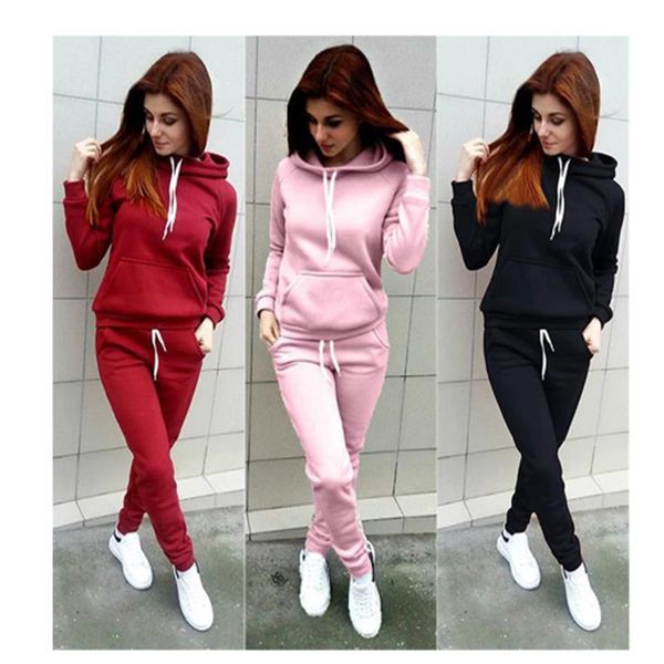 

men's tracksuits solid hoodies warm 2021 design fashion suit set women tracksuit two-piece style outfit sweatshirt sport wear, Gray