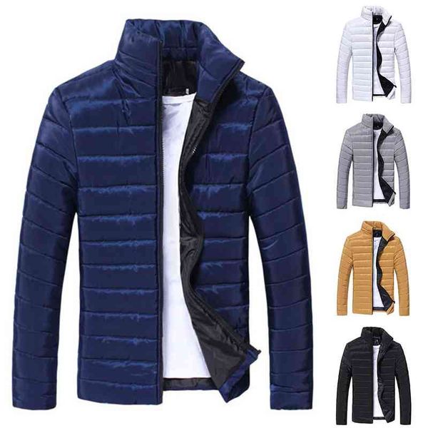 

new brand autumn winter light down et men warm hooded coat stand collar zip outwear lightweight youth slim large plus size, Black;white
