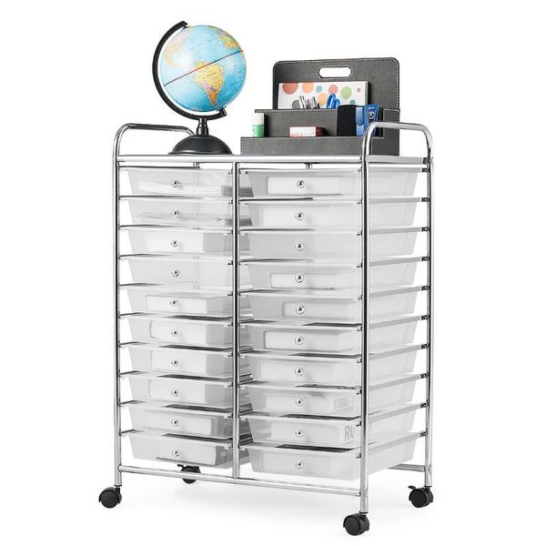 

storage drawers 20 modern rolling cart scrapbook paper studio organizer black/clear/yellow/multicolor/rainbow