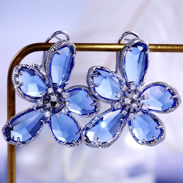 

new style charm crystal daisy earrings petal shape bright fancy zircon stones flower earrings jewelry gift for women girls, Golden