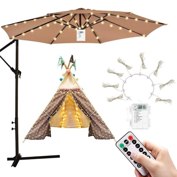 

night lights 104 led garden umbrella light outdoor waterproof ip67 battery powered lamp string for patio fairy decorative