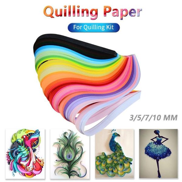

other arts and crafts 260pcs/lot 3/5/7/10mm long handmade origami quilling paper mixed color stripes for kids children diy decor