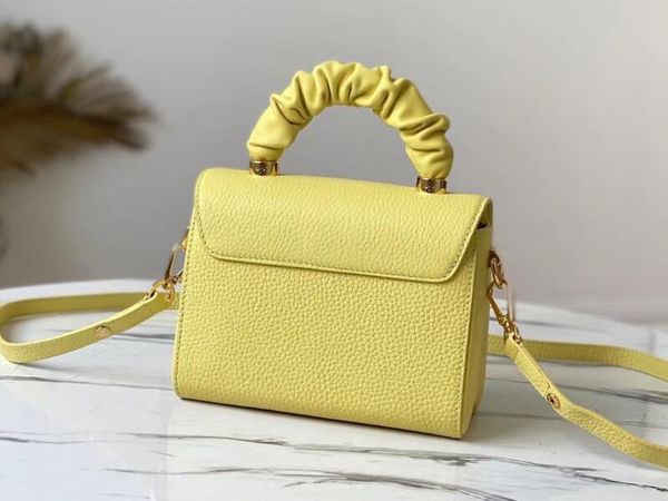 

realfine888 5a m58571 twist pm 18cm bags taurillon leather totes handbags with dust bag