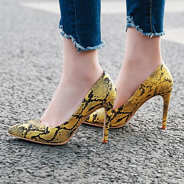 

dress shoes fashion square pointed-toed high heels snake pattern zapatos de mujer tacon medio cuero tallas grandes #3, Black