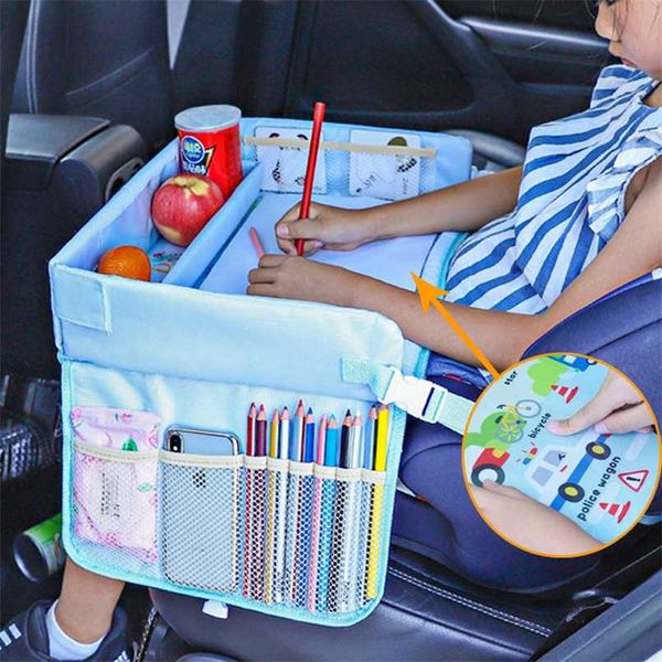 Atualizado Multifunction Autos Autos Baby Assento Bandeja À Prova D 'Água Tabela De Assento De Carro Armazenamento Crianças Brinquedos Titular Infantil Titular Desenhos Animados Bebê Cerca 211028