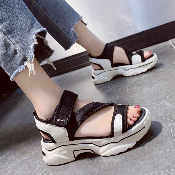 

sandals 2021 women summer fashion comfortable flat casual canvas sports, Black