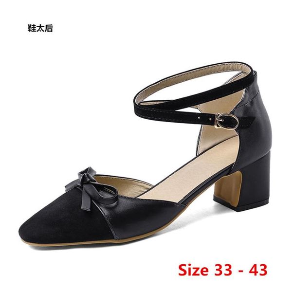 

dress shoes women pumps med high heel d'orsay woman office girl heels party footwear small big size 33 - 43, Black