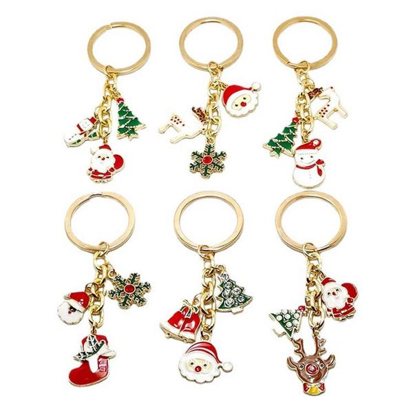 

christmas decorations santa claus elk merry ornaments keychain for home xmas gifts snowman noel 2021 drop