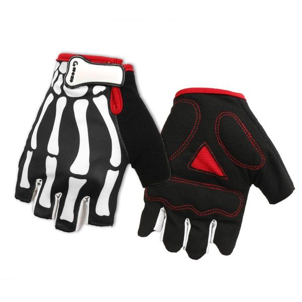 

cycling gloves spring and summer half finger mountain bike ghost claw skull riding sports equipment, Black