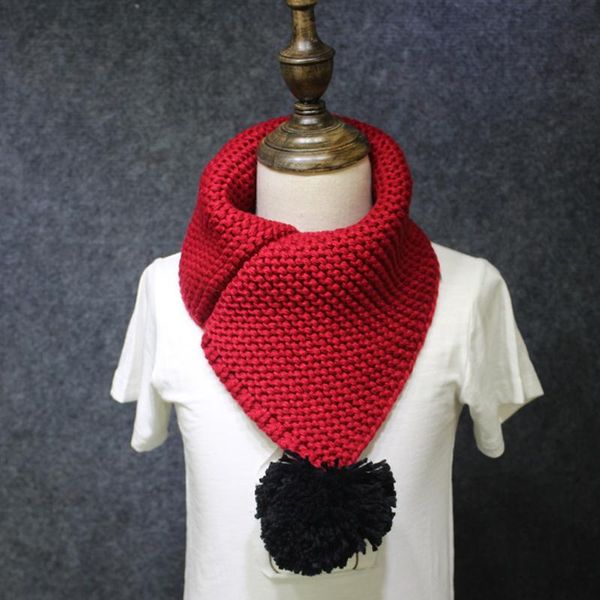 

scarves & wraps wool knitted winter scarf baby boy girl warm collar with ball children's neckerchief o ring clothing accessories, Red;brown