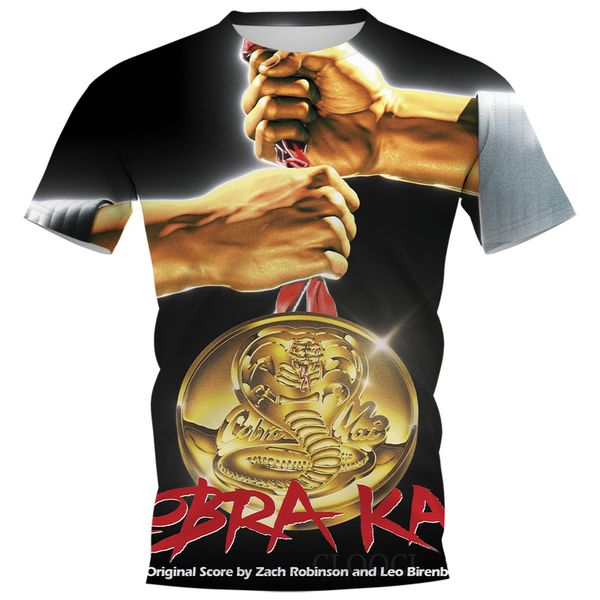 

cloocl tv series cobra kai 3d printed t-shirts mens casual clothes slim short sleeve hip-hop style shirts teens, White;black