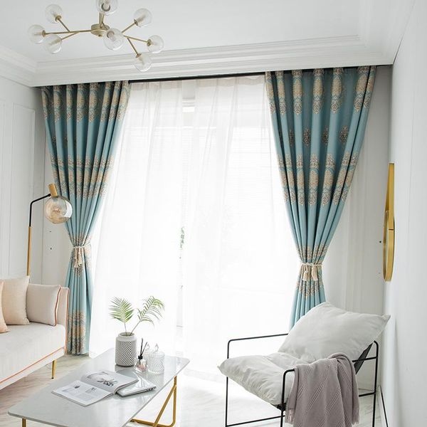 

curtain & drapes style cotton and linen jacquard finished high-end luxury european atmosphere curtains for living room bedroom