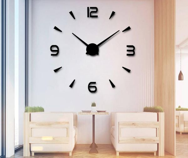 

wall clocks large size creative diy clock living room corridor background paste home decoration mirror sticker digitalclock