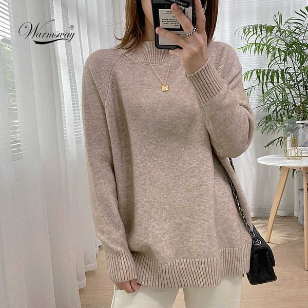 

women mock neck pullovers sweater oversized jumper split fall winter clothes beige purple green 8 colors c-232 210714, White;black