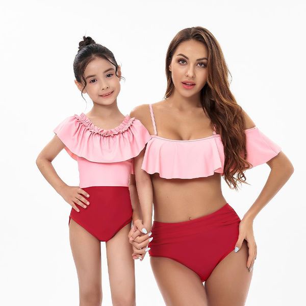 

women's swimwear 2021 summer mother daughter swimsuits mom and bikini family matching clothes mommy me bathing suits, White;black