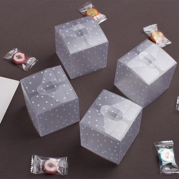 

translucence candy box pvc dot boxes chocolate gift treat wedding party favor - 6x6x6cm wrap