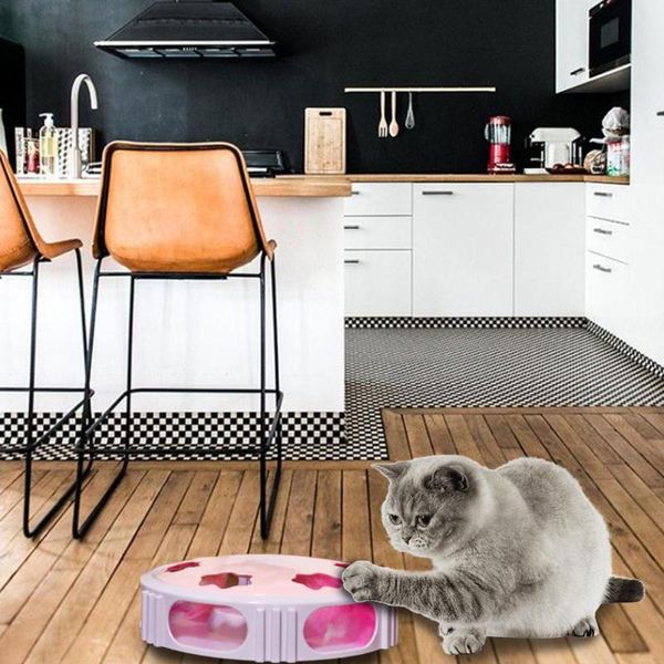

cat toys dishykooker round turntable electric feather flash puzzle toy