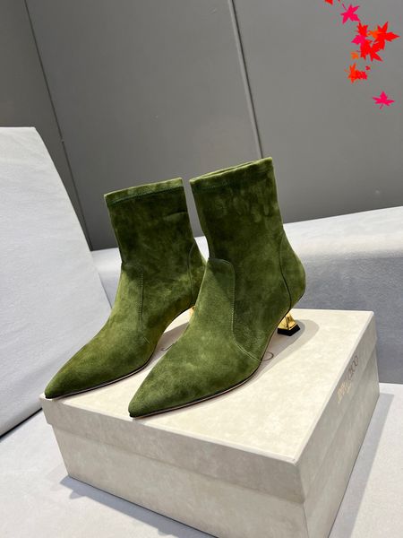 

2022 winter women dress boots high heels design leather boot knitted sock-like flats biker luxury designer shoes tall ankle booties with log, Black