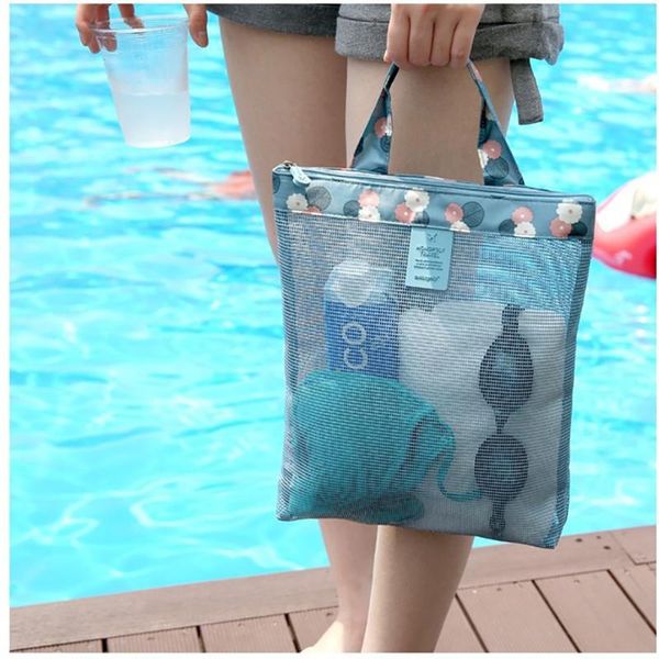 

storage bags summer swimming beach bag swimsuit mesh wash sports handbag
