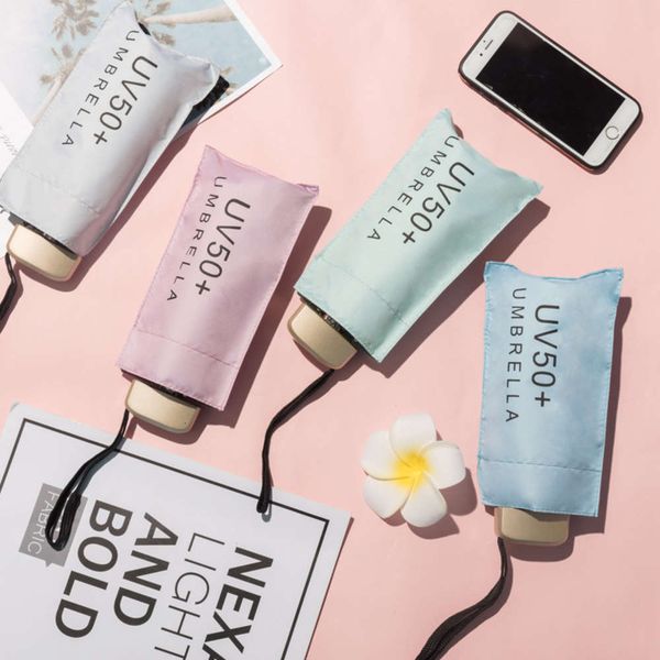 

half fold umbrella 6 bone sunscreen sunshade female mini pocket vinyl folding