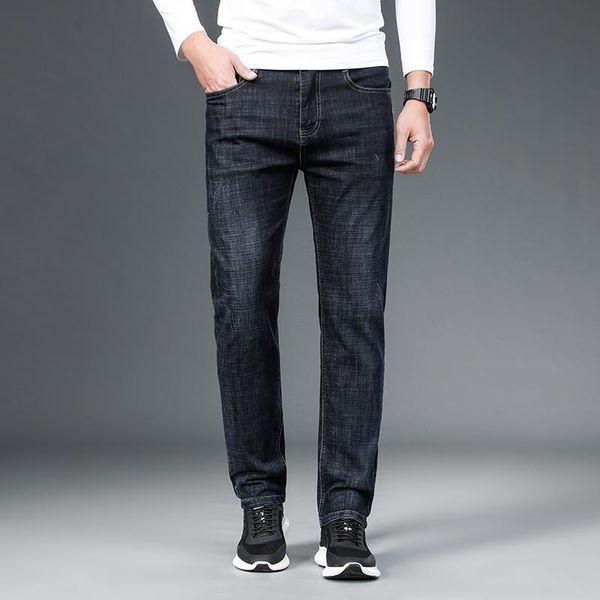 

men's jeans light business spring tide brand youth stretch summer thin casual long pants men, Blue