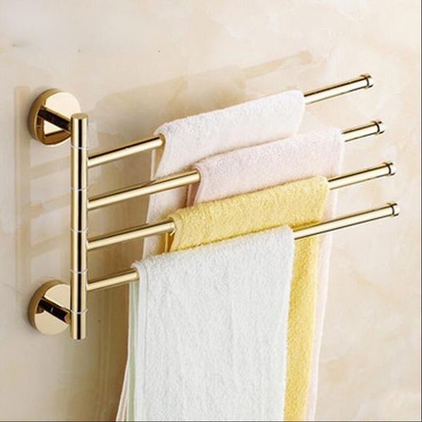 Handtuchhalter und kurze 2–4 drehbare Stangen, Kupfer-Wand-Badezimmer-Rack, Gold-Halter, Kleiderbügel