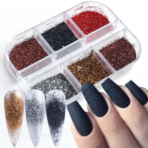 

case sandy nail glitter decorations sugar candy pigment grit powder shiny gel polish dust nails art chrome manicures be1909-16, Silver;gold