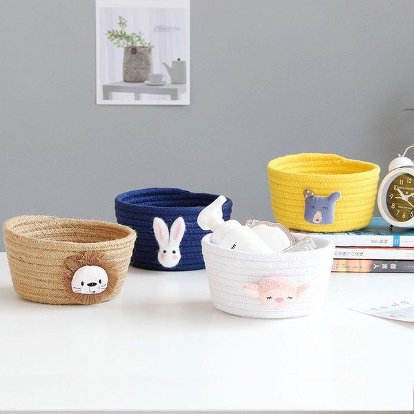 

cartoon animals hand woven storage basket kids toys deskorganizer sundries box laundry baskets 16*9cm 1pcs