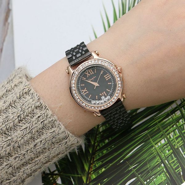 

fashion designers watches quicksand internet celebrity women watch with rhinestones all-match woman rose gold business quartz wristwatch wat, Slivery;brown