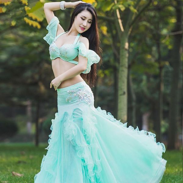 

belly dance eastern diamond embroidery skirts bra dress costume for oriental dancing belt suit set 2410 stage wear, Black;red