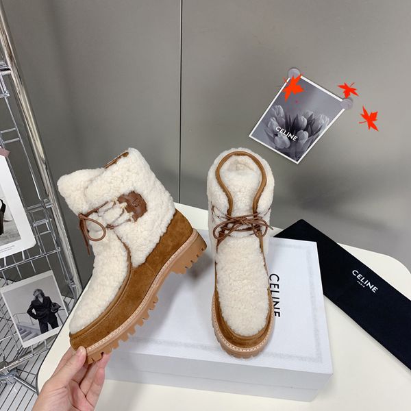 

women martin boots casual booties snow drop flat ankle boot wool travel bootiess new fashion luxury womens winter boots with logo and box si, Black