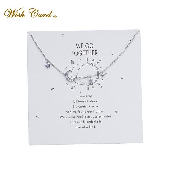 

charm bracelets wish card silvery stars moon bracelet symbol of eternal friendship chain femme bijoux dainty gift ey6028, Golden;silver