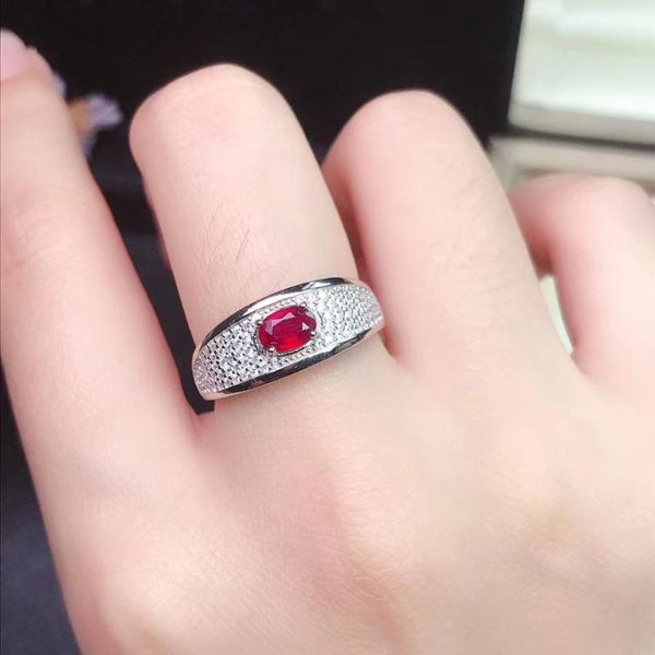 

cluster rings natural ruby ring, 925 sterling silver, simple and exquisite style, price, recommended by the owner, authentic color, Golden;silver