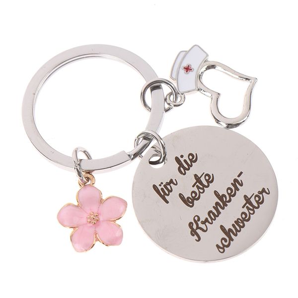 

10pieces/lot nurses day doctor gift i am a nurse key ring heart shape dripping nurse hat keychain glass keychain, Silver