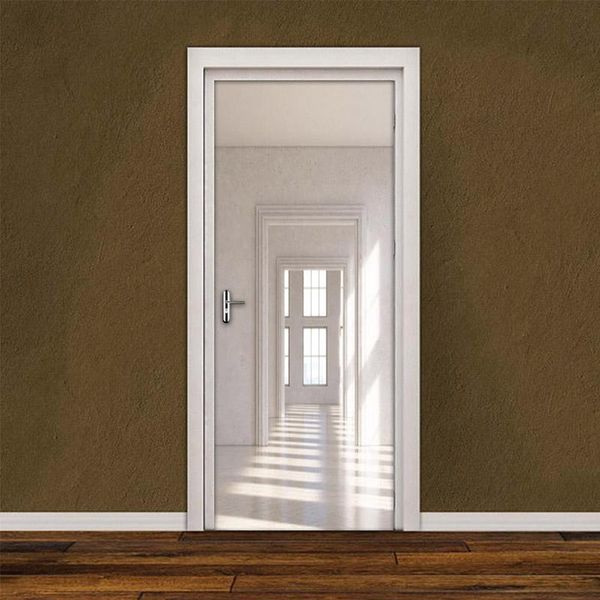 

wallpapers pvc self-adhesive waterproof wall sticker door mural wallpaper modern 3d space creative diy stickers home decor living room