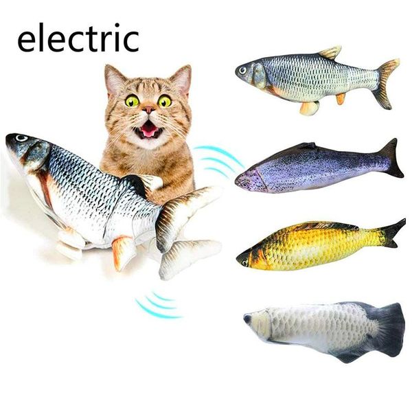 

cat toys electric plush fish interactive chew bite kitty kitten flop wagging toy stuffed pillow doll