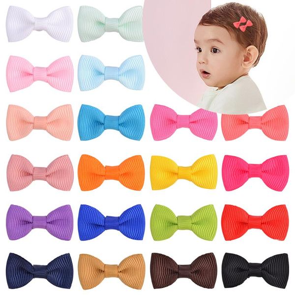 

hair accessories 20pcs/lot 1.3inch solid bowknot with metal clip sweet gift hairgrips for girl children cute small hairpins kids, Slivery;white
