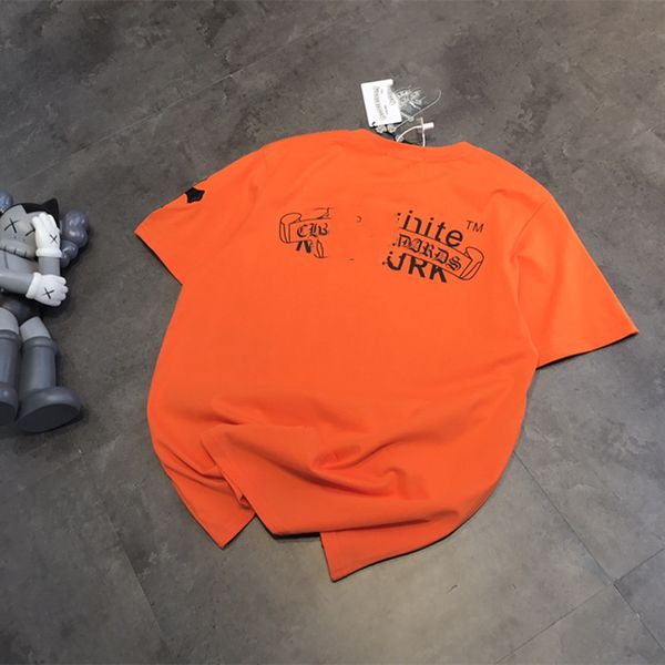 

crosin summer 2021 new pu cross sanskrit orange loose short sleeve t-shirt, White
