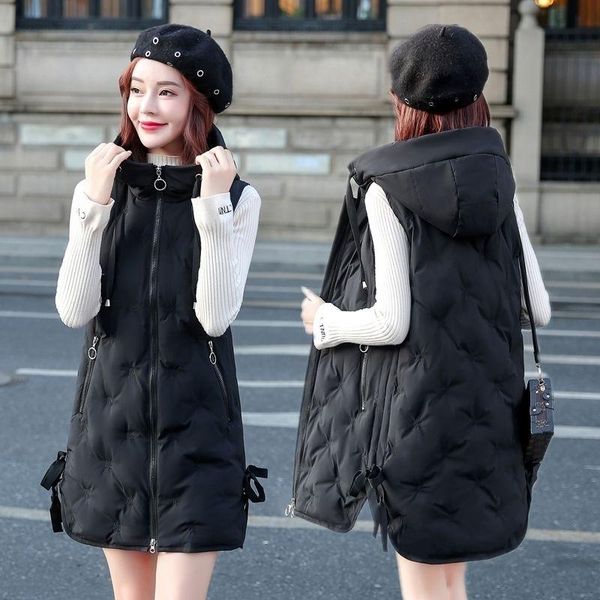 

women's vests 2021 spring and autumn women vest long male student cotton clothing slim jacket coat, Black;white