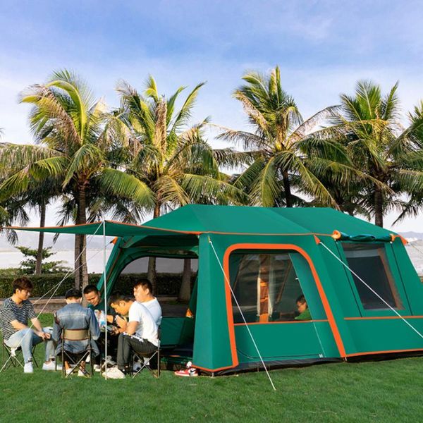 

automatic 2 rooms 1 hall 5-10 person use double layer waterproof four season windproof camping tent large gazebo tents and shelters