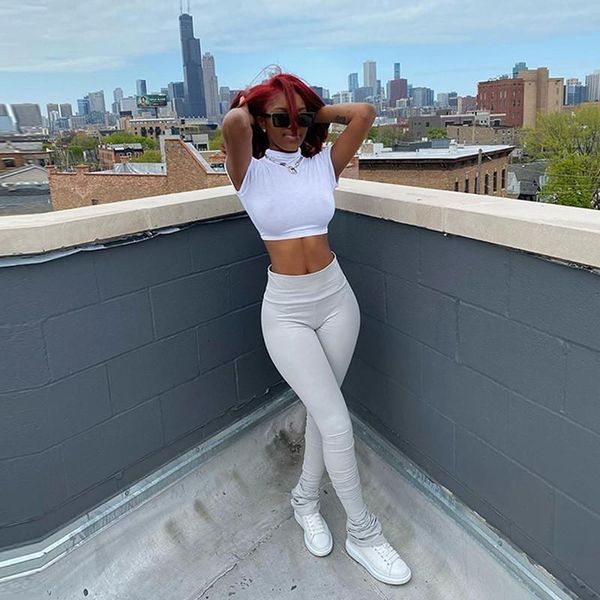 

women's pants & capris imcute high street summer lady 4 colors change long elastic waist springy fashion m8pw, Black;white