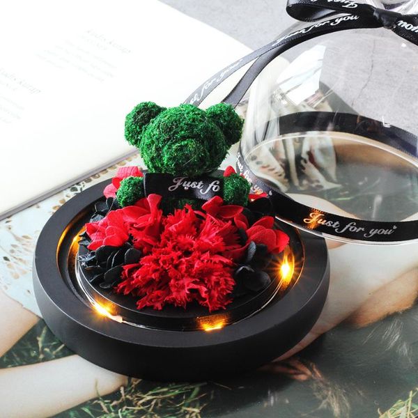 

decorative flowers & wreaths carnation rose flower in glass dome with led light for mother's day gift wedding decoration valentine&#039
