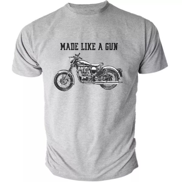 

Royal Enfield - Made like a Gun logo T-Shirt retro motorcycle HEATHER grey 01532, White;black