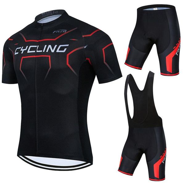 

racing sets cycling jersey set men mtb clothing suits quick dry bicycle breathable sportswear short sleeve bike uniform, Black;blue